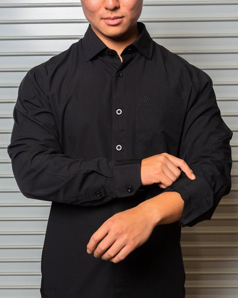 BAMBOO LONG SLEEVE BUTTON UP BLACK 2.0 - MENS